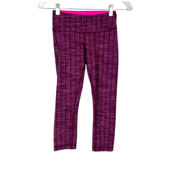 Lululemon Womens Wunder Under Crop Leggings Ziggy Wee Raspberry Glo Light size 2 - Picture 1 of 7